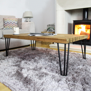 Perna de mesa de sala de estar com grampo de cabelo de metal